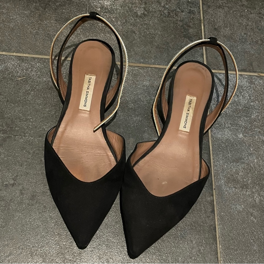 Tabitha Simmons flats black with silver strap